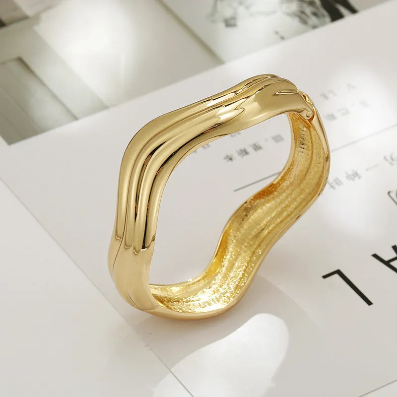 Wave Pattern Zinc Alloy Bracelet - Vienna Verve Collection