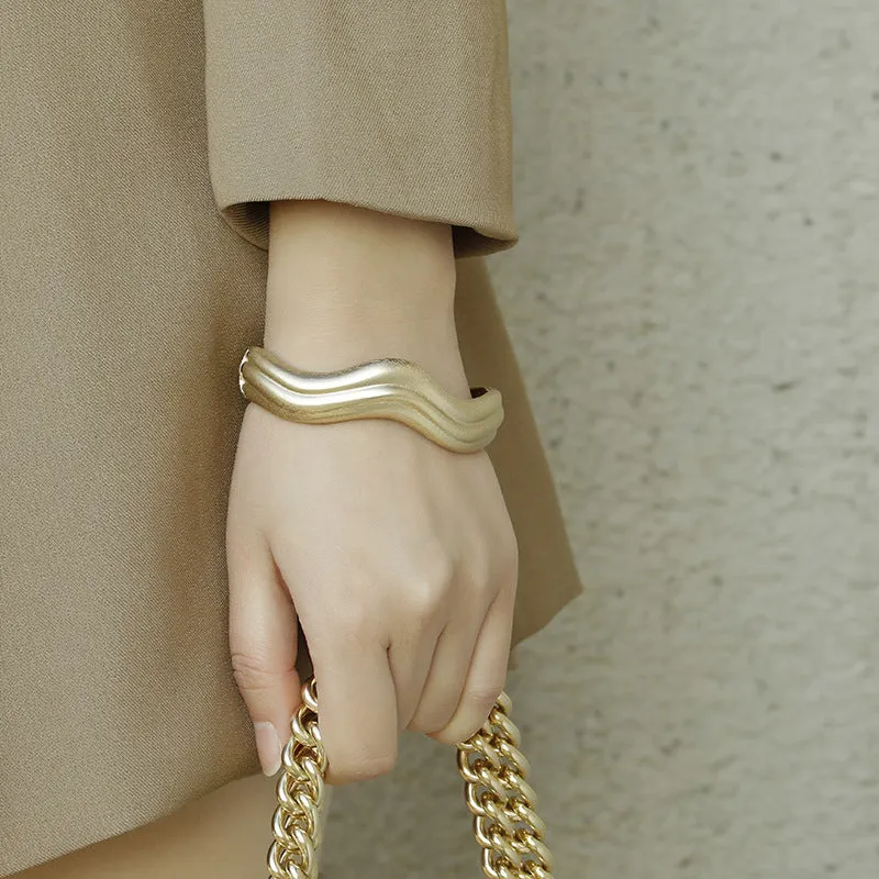 Wave Pattern Zinc Alloy Bracelet - Vienna Verve Collection