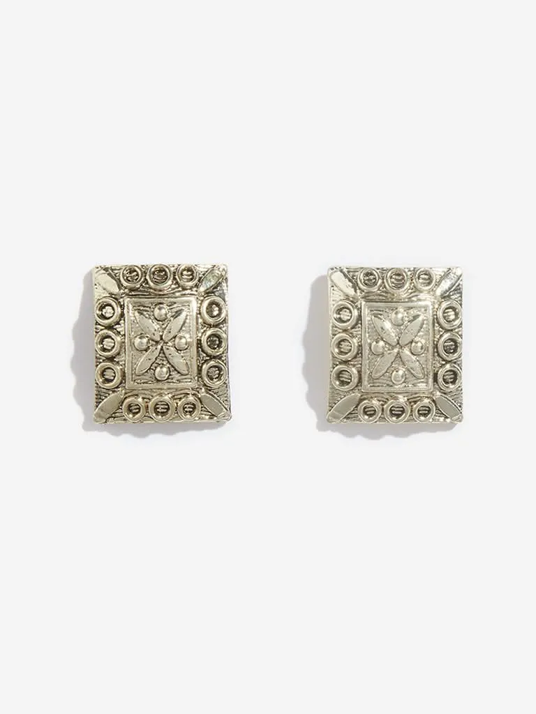 Westside Accessories Gold Lasercut Square Stud Earrings