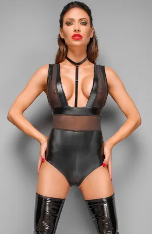 Wet look bodysuit with choker - On My Time