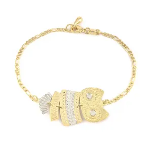 WISE OWL 2-Tones Gold Filled Charm Bracelet for Women Fashion Jewelry Chain Gold and Silver