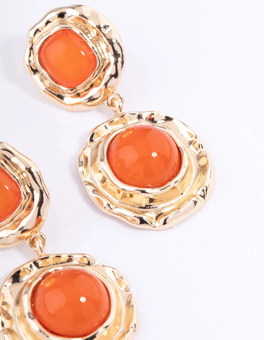 Worn Gold Vintage Molten Round Drop Earrings