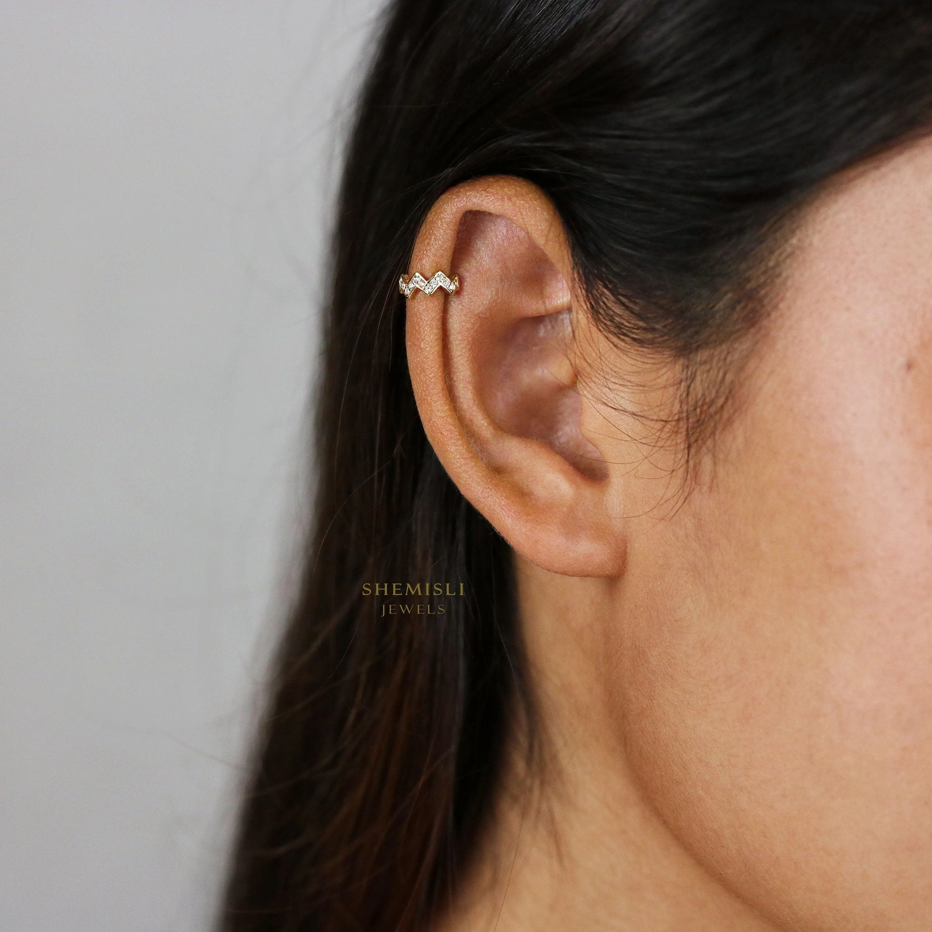 Zigzag CZ Cartilage Hoops, Gold, Silver SHEMISLI - SH063